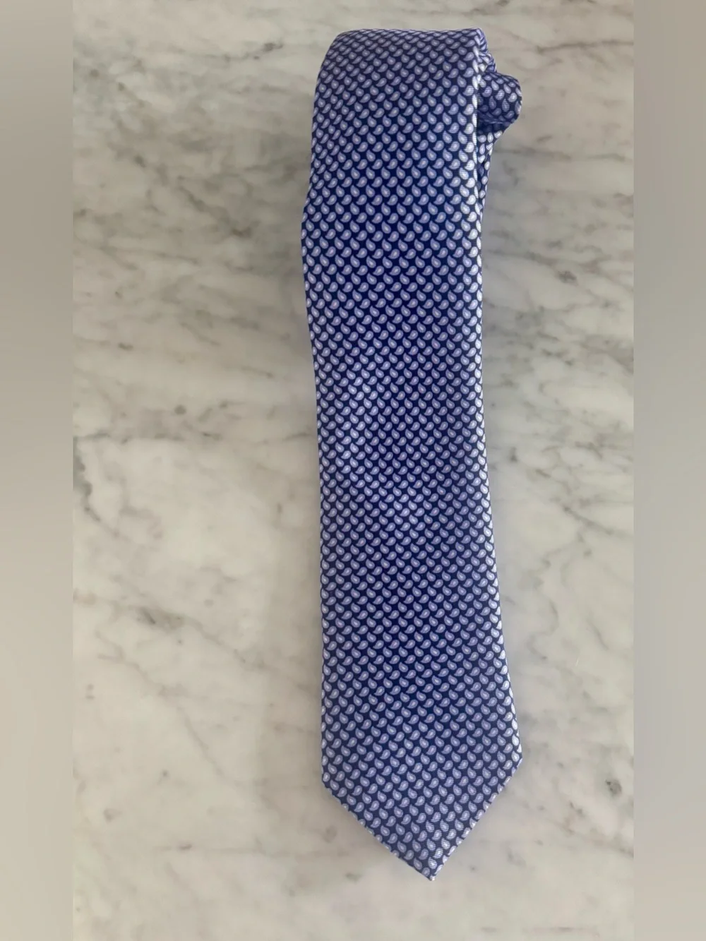 Ted Baker London 100% Silk Navy Lavender Micro Paisley Tie